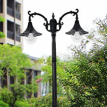 Post Lights Outdoor 290CM 114.17in Outdoor Garden Pillar Post Light Aluminum Path Pillar Lamp Waterproof IP65 Street Light 2-Head Bollard Path Lamp Mains Powered Pillar Post Light Pillar Lamp