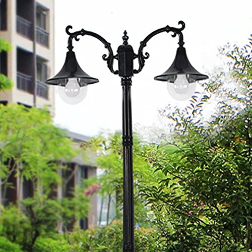 Post Lights Outdoor 290CM 114.17in Outdoor Garden Pillar Post Light Aluminum Path Pillar Lamp Waterproof IP65 Street Light 2-Head Bollard Path Lamp Mains Powered Pillar Post Light Pillar Lamp