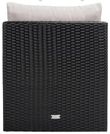Safavieh Outdoor Collection Pramla Cushion Settee & Ottoman Set of 2 Black/Light Grey