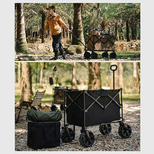 190L Large Capacity Folding Camping Wagon with Folding Table, Garden Cart, Foldable Utility Cart 150KG Max Load, Heavy Duty with Wheels/Handle for Outdoor Sports Beach Picnic,B