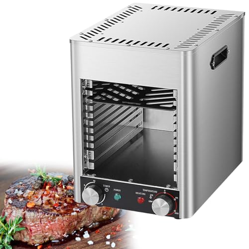 GESAIDES Electric Steak Grill, Portable Broiler, 800℃ Stainless Steel Barbecue Grill with 10-Tier Adjustable Rack, Steak Cooker Machine for BBQ, Toast, Grill