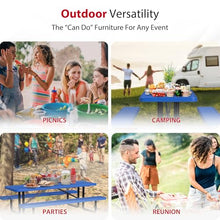 Leisure Craft 8' Rectangle Metal Picnic Table with Bench for 8, Made in USA