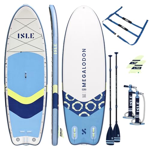 ISLE Surf and SUP Megalodon Inflatable Paddle Board Bundle Slate/Lumin/Navy 15'