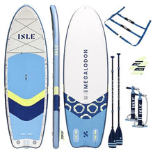 ISLE Surf and SUP Megalodon Inflatable Paddle Board Bundle Slate/Lumin/Navy 15'