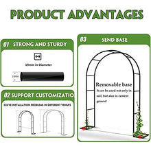 Large Garden Arch, Metal Pergola Arbor Climbing Plants with Support Feet Base Rose Arches Arbor Flower Stand, Wedding Arch for Roses Climbing Plants Support,Black,180 x 220 cm