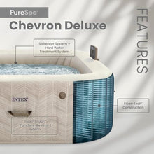 INTEX 28471EH 6 Person PureSpa Chevron Deluxe Outdoor Inflatable Portable Hot Tub, Includes Energy Efficient Spa Cover, Spa Control App, Saltwater System Ready, 77" x 77" x 28"