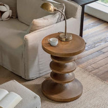 Couch Side Table Home Creative Solid Wood B& Hotel Sofa Side Table Balcony Small Round Narrow End(A)