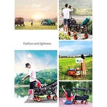 Folding Garden Trolley Cart with Canopy Heavy Duty Wagon Children's Luggage Cart Portable Shopping Cart