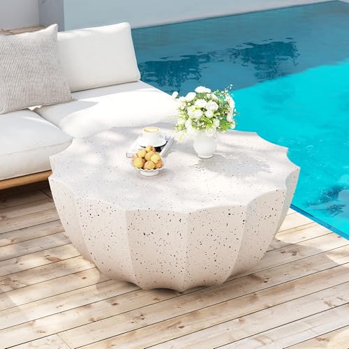 Seeheool Modern Outdoor Coffee Table for Patio Backyard Garden Pool Porch Lawn 35.43" x 35.43" x 15.35" White