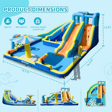 Inflatable Water Park for Kids, 16.4 ft × 14.1 ft Large Backyard Water Slides with Dual Slides, Dual Water Guns & Climbing Wall for Outdoor