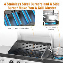 Electactic G41 Pro Gas Grill,Heavy-Duty Stainless Steel BBQ Grill,4 Burner Gas Grill with Side Burner,42000 BTU Propane Grill for Outdoor Cooking,Barbecue,Garden and Patio Backyard