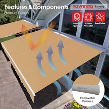 ADVANING MA0806-A100H2 Luxury Series, Premium Quality Retractable Patio Awning, 100% Solution Dyed European Acrylic Fabric Easy UV Sunshade with Manual Hand Crank, 8' x 6', Khaki