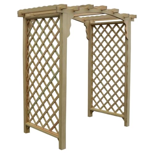 Keystone Amish Co. Newberry Pressure Treated Pine Garden Arbor, Heavy Duty Outdoor Archway Trellis, Amish Crafted, Made in USA, 5-Foot, Unfinished