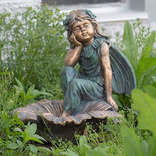 Zaer Ltd. Large Magnesium Fairy Statues for Outdoor Use (Fairy Sitting on Flower Bowl Gardenia)