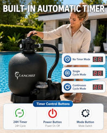 LANCHEZ Sand Filter Pump 18" 1.5HP for Above Ground Pool, 4900GPH Pool Pumps Above Ground, Pool Sand Filter with 7-Way Valve