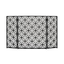 Fireplace Screen 48" x 30", Black Geometric Rectangular Fireplace Screen