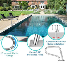 Pool Rail Pool Railing Swimming Pool Handrails,304 Stainless Steel Spa Stair Handrails with Quick Mount Base,Pool Safety Handrails for Garden Backyard Pools