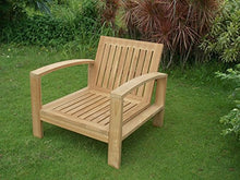6 Pc A-Grade Outdoor Patio Teak Sofa Set - 3 Seater Sofa, 2 Deep Seating Club Chairs, 1 Side Table, 1 Rectangle Coffee Table and 1 Ottoman-Furniture Only - Madras Collection