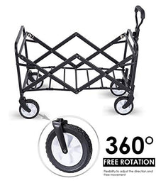 Collapsible Folding Garden Outdoor Park Utility Wagon Picnic Camping Cart for Outdoor Garden Beach Park Sping Festival Camping Gardening Concerts Pets 80kg/176lbs MAX Load (H:Brown)