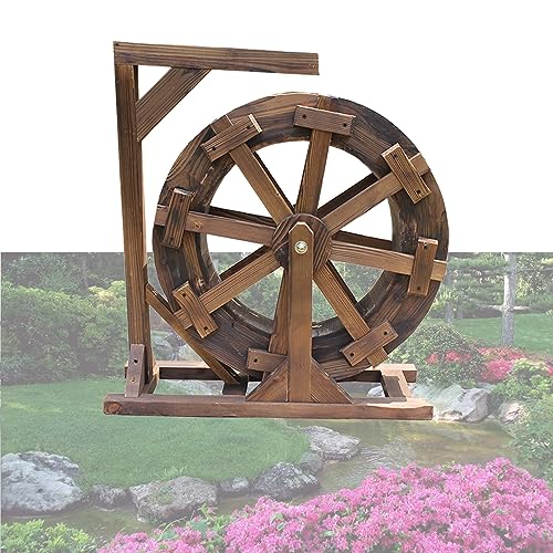 EFLAL Water Wheel Fountain, Freestanding, Pool Circulation, Retro Decoration, Vintage Indoor Outdoor Balcony Ornamental Waterfall Fountain, Garden Patio Pond Pool (Size: Diameter 90cm)