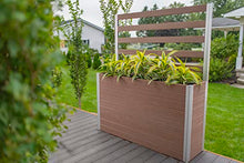 Vita Urbana 16 inch x 56 inch x 33 inch Embossed Vinyl Large Parklette Planter with Trellis, Espresso Brown, Woodgrain, PVC, BPA and Pthalate Free, VT17534
