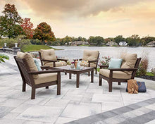 POLYWOOD® Vineyard 5-Piece Deep Seating Conversation Set in Teak/Dune Burlap