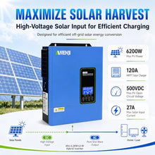 4200W Solar Hybrid Wechselrichter 24Vdc zu 110Vac Reiner Sinus Wechselrichter mit 120A MPPT Solarladeregler, Max PV-Eingangsspannung 500V, für 24V Lithium Batterien,mit WiFi-Modul