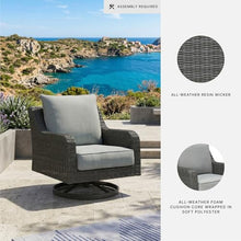 Signature Design by Ashley Elite Park Outdoor Lounge Chair, 360-Degree Swivel, Resin Wicker Over Aluminum Frame, Fade-Resistant Nuvella® Cushions, Gray