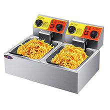 Dntum Commercial Gas Fryer with Timer and Temperature knob, Stainless Steel French Fries for Home Kitchen Restaurant,10L+10L