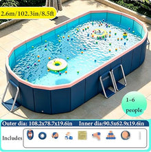 Large Foldable Pool,Non-Inflatable Pool for Adult Kids, Portable Swimming Pool, Collapsible Kid Pool for Backyard,Oversized Easy Setup Family Pool, Above Ground Garden Backyard(2.6m/102.3in/8.5ft)