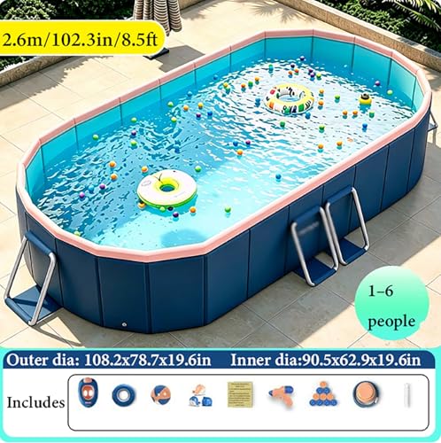 Large Foldable Pool,Non-Inflatable Pool for Adult Kids, Portable Swimming Pool, Collapsible Kid Pool for Backyard,Oversized Easy Setup Family Pool, Above Ground Garden Backyard(2.6m/102.3in/8.5ft)