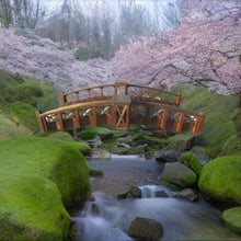 SamsGazebos Secret Garden Bridge with Half-Halved Lattice Rails 7 ft Brown