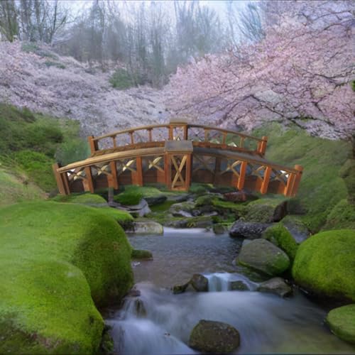 SamsGazebos Secret Garden Bridge with Half-Halved Lattice Rails 7 ft Brown