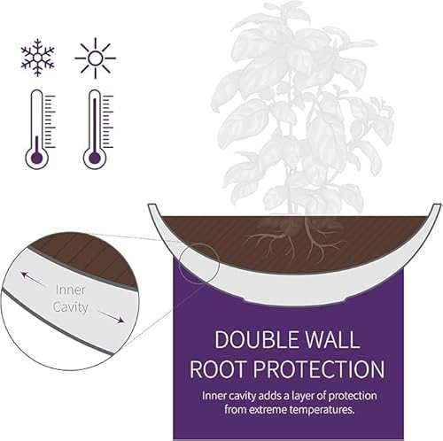 Crescent Garden Orinoco Double-Walled Plant Bowl 40-Inch Weathered Concrete