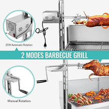 OUKIDR 176LBS Stainless Steel Rotisserie Grill with Back Cover Guard, 25W Motor Small Pig Lamb Rotisserie Roaster, 48.7 Inch BBQ Charcoal Rotisserie Grill for Camping Outdoor Kitchen