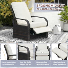 Skypatio Outdoor Recliner Wicker Patio Adjustable Recliner Chair with 5.5" Thick Cushions and Footrest,Rust-Resistant Aluminum Frame,All-Weather Resin Rattan, Brown& Cream