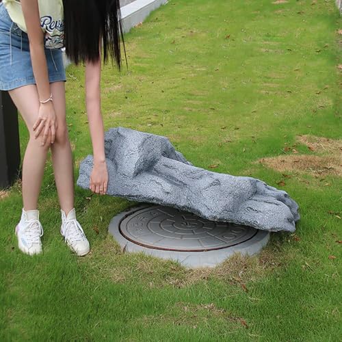 Fake Decorative Landscaping Fiberglass Protection Lid, Realistic Natural Texture,Extra Large