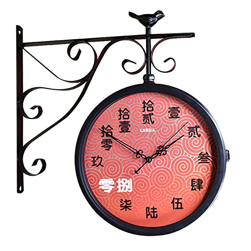 ERTTGWGF Double Sided Hanging Antique Metal Retro Iron for Outdoor Decorative Wall Decoration, Art Decoration, Office, Home, Kitchen, Bedroom Beautiful Scenery