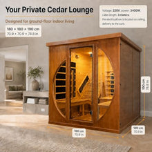 AURGOD Far Infrared Home Sauna Room, Luxurious Canadian Red Cedar Sauna with 2 Oversize Recliners, 220V, 3400 W, 9 Heating Element, Bluetooth Speakers, Ceiling Chromotherapy, Oxygen Bar, Low EMF