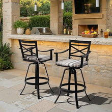 30" Outdoor Swivel Bar Stools Set of 2, Aluminum Bar Height Chairs