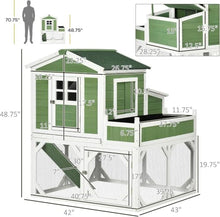49" Small Chicken Coop with Outdoor Run, Covered Hen House with Nesting Box, Ramp & Removable Tray, Green, for 2–4 Birds