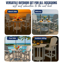 Phat Tommy Round Bar Height Patio Table - Outdoor Bar Table - Balcony Height Patio Furniture for Your Deck - Poly Outdoor Furniture, Grey