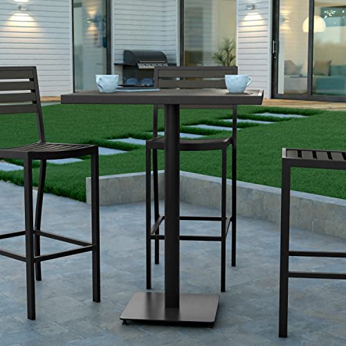 EMMA + OLIVER Gray Wash 32" Square Bar Height Outdoor Dining Table