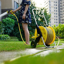 Garden Hose Reel Cart with Wheels and Hose, Garden Hose Cart witn Quick Connectors and Adjustable Nozzle (With 30m Hose)