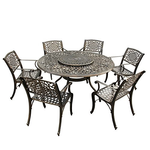 Oakland Living AZ1022-2777(6)-BZ Outdoor Aluminum Dining Set, Bronze