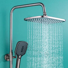 NUHSLF Bathroom Outdoor Shower Fixtures, Wall Mounted Thermostatic Rain System with Rainfall Head, 3-Function Handheld and Rotatable Waterfall Tub Spout,Chrome (Cromo)