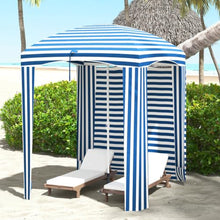 OROTLECT 5.9'x5.9' Ruffled Beach Umbrella Cover - Blue & White, Portable, Shade, Vents, Sandbags, Convenient Carry Bag With Movable Wall Options White Stripe, 5.9'x5.9', Case