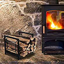 LFSDFJ Small 16inch Inside/Outdoor/Fire Pit Firewood Rack Holder,Fireplace Log Carrier,Portable Metal Kindling Logs Storage Stand,Black,Firewood Rack