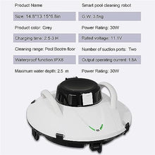 KANGJIEM 30W Cordless Automatic Pool Cleaner, 90° Climbing Wall Swimming Pool Cleaning Robot, with 180 Mins Running Time, Strong Suction, Dual Motors, with Top Handle