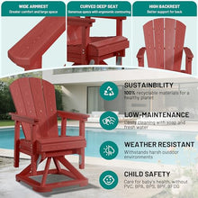 PLUUV Adirondack Swivel Glider Chair, 360° Swivel & Smooth Glide, Red